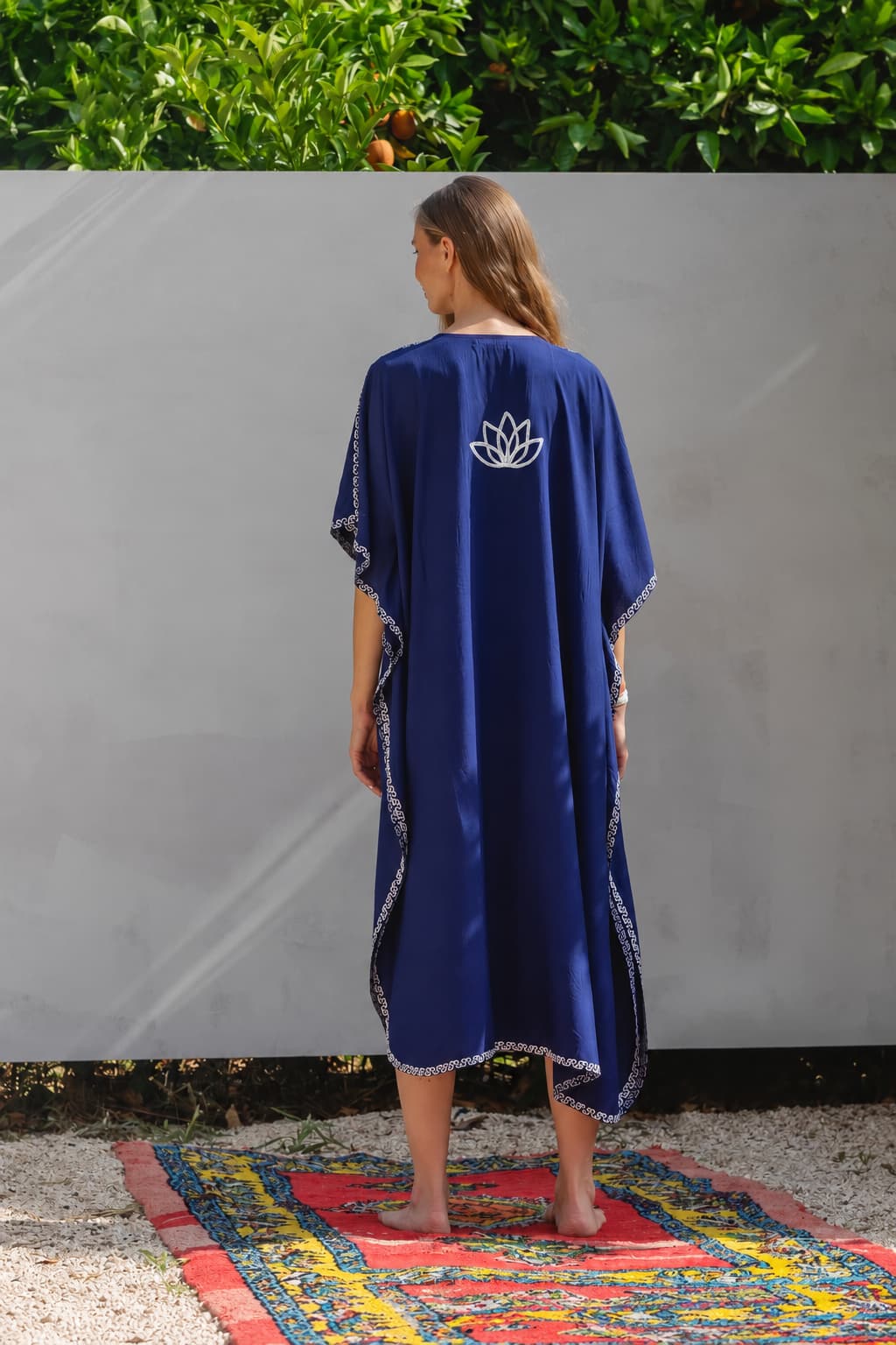 Kashmir Cotton Butterfly Kaftan Dark Blue