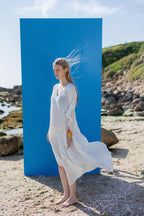 Kashmir Silk Butterfly Kaftan white