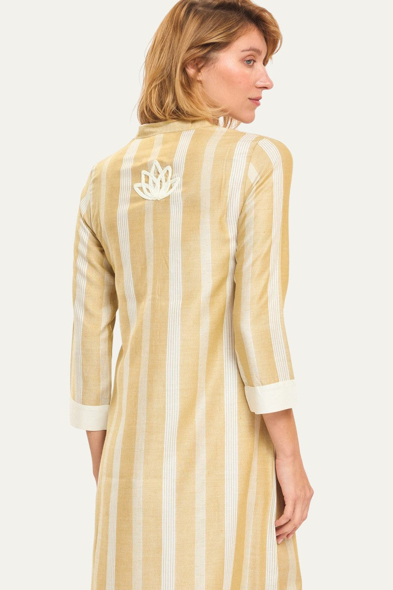 Blue Moon Beige Stripes Maxi Dress