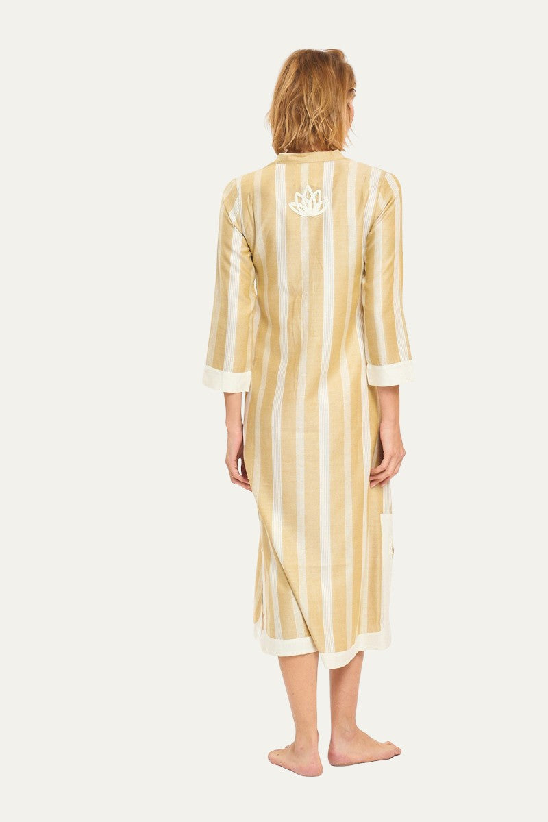 Blue Moon Beige Stripes Maxi Dress
