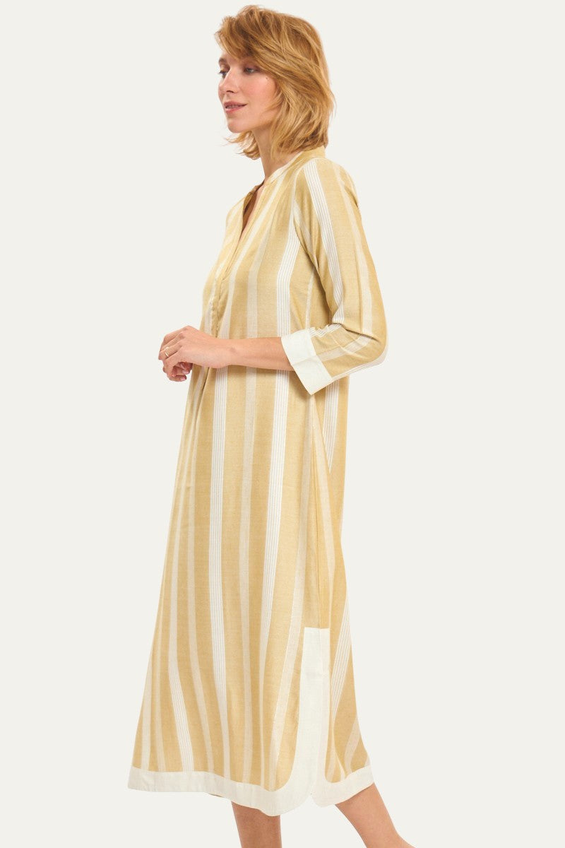 Blue Moon Beige Stripes Maxi Dress