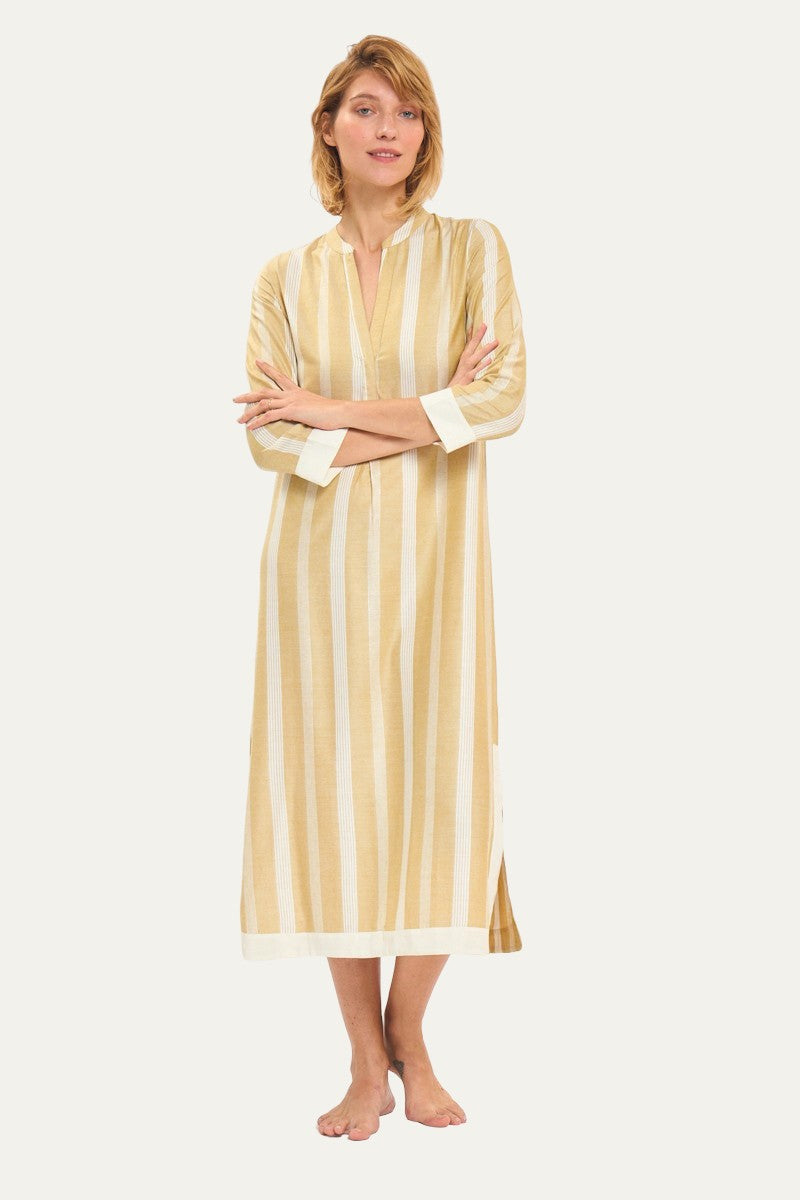 Blue Moon Beige Stripes Maxi Dress