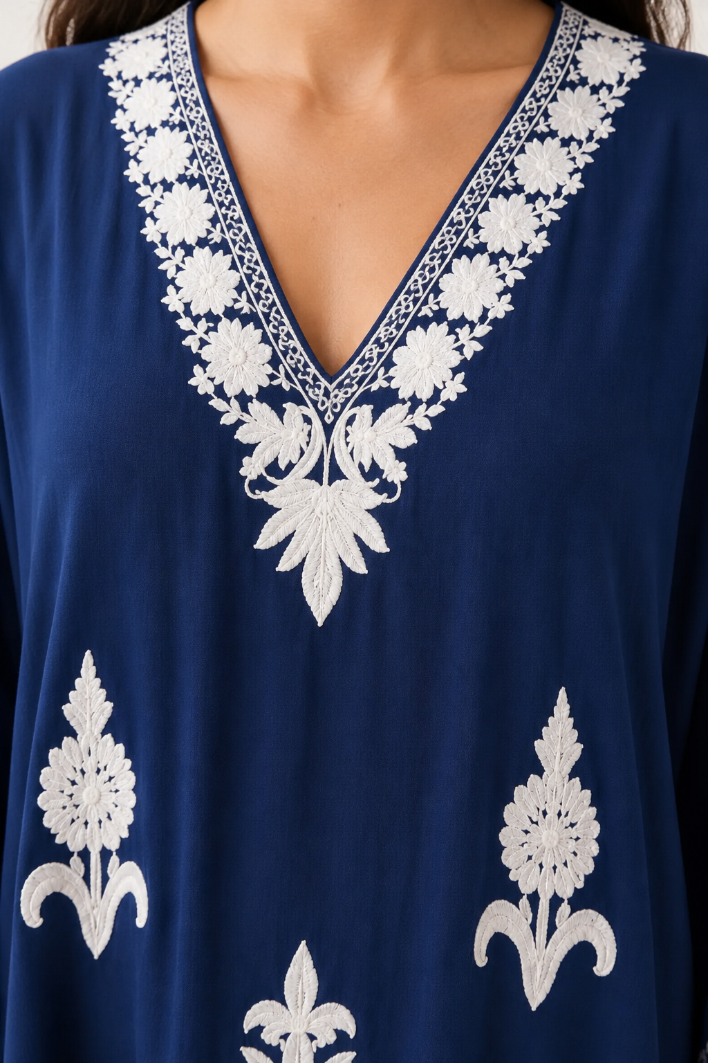 Kashmir Cotton Butterfly Kaftan Dark Blue