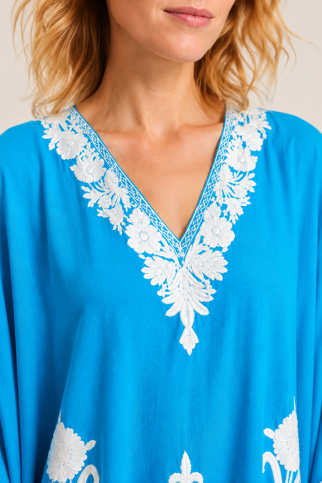 Kashmir Cotton Butterfly Kaftan Turquoise