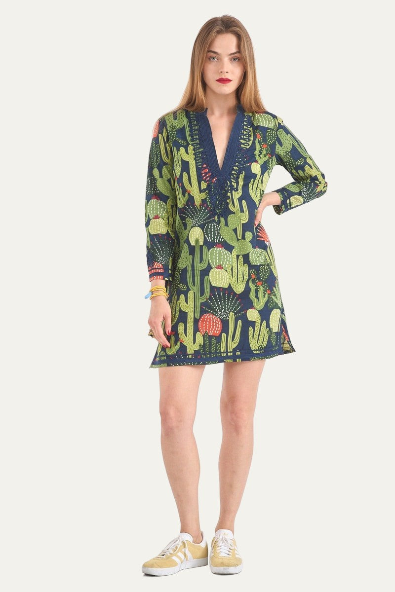 India Mini Dress Cactus Print
