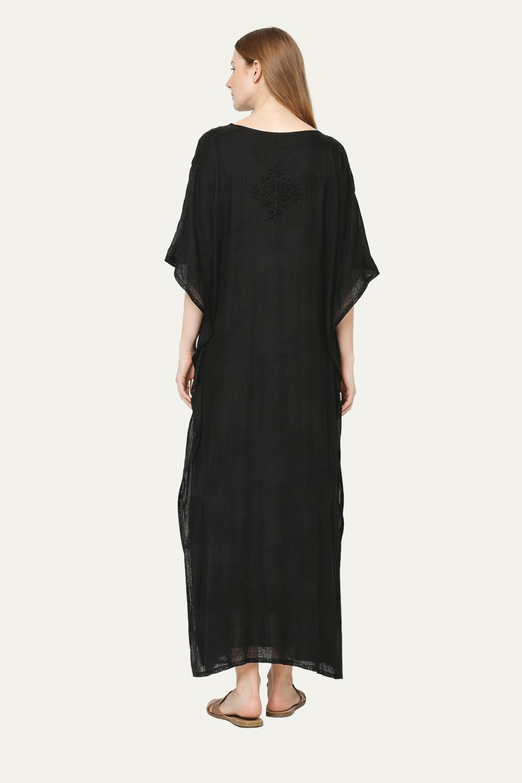 Kashmir Cotton Butterfly Black Kaftan