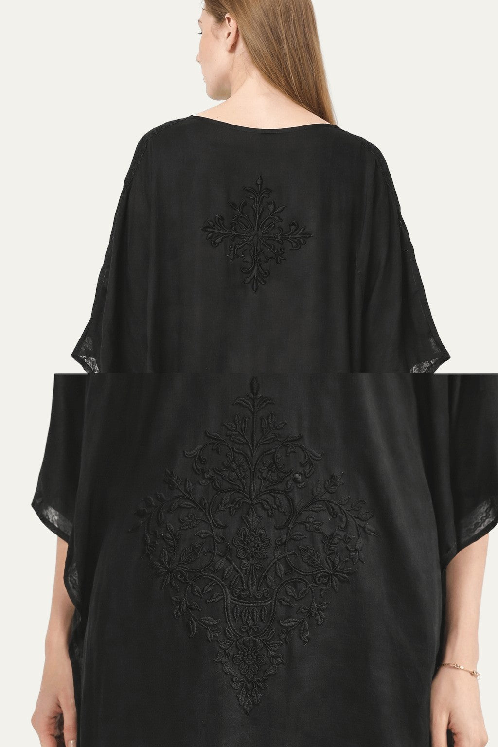 Kashmir Cotton Butterfly Black Kaftan