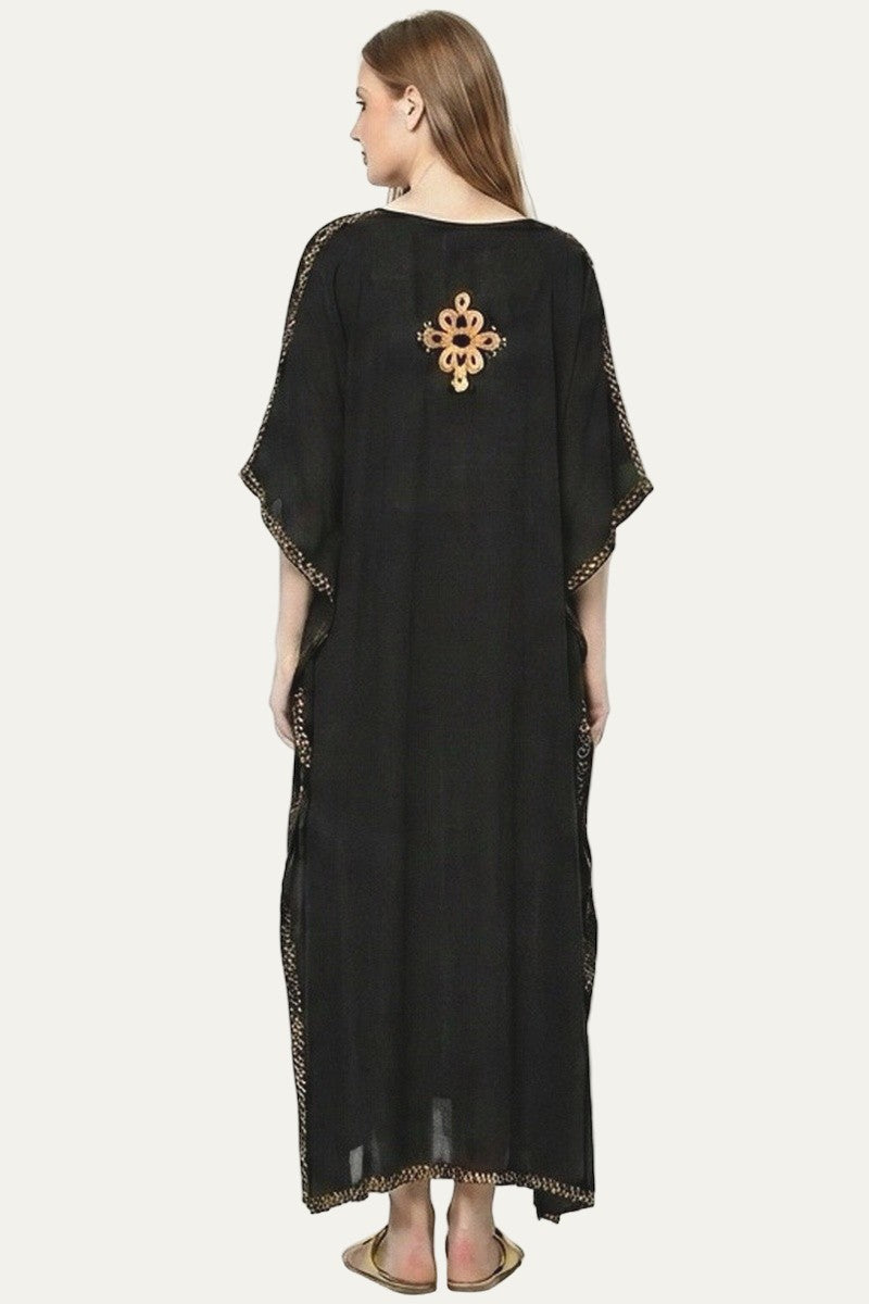 Kashmir Cotton Butterfly Kaftan Black&Gold