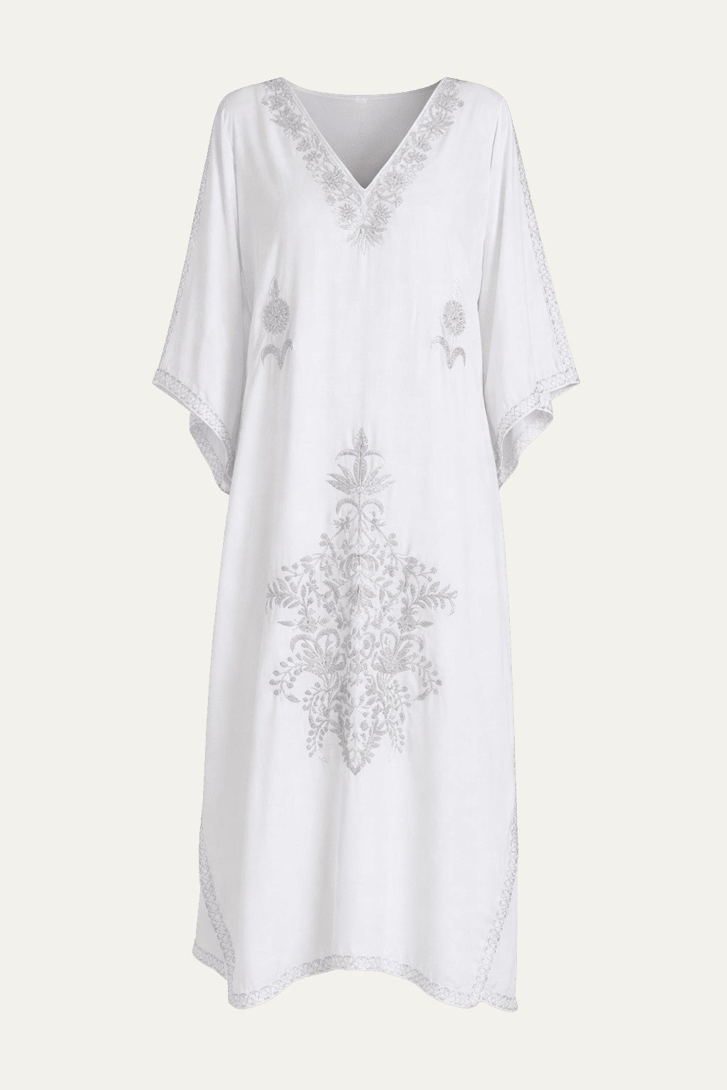 Kashmir Cotton Butterfly Kaftan Silver