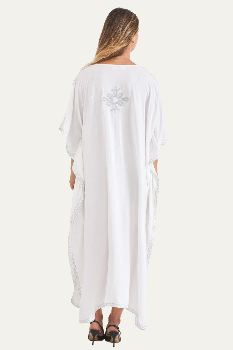 Kashmir Cotton Butterfly Kaftan Silver