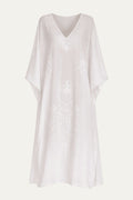 Kashmir Cotton Butterfly Kaftan White