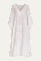 Kashmir Cotton Butterfly Kaftan White