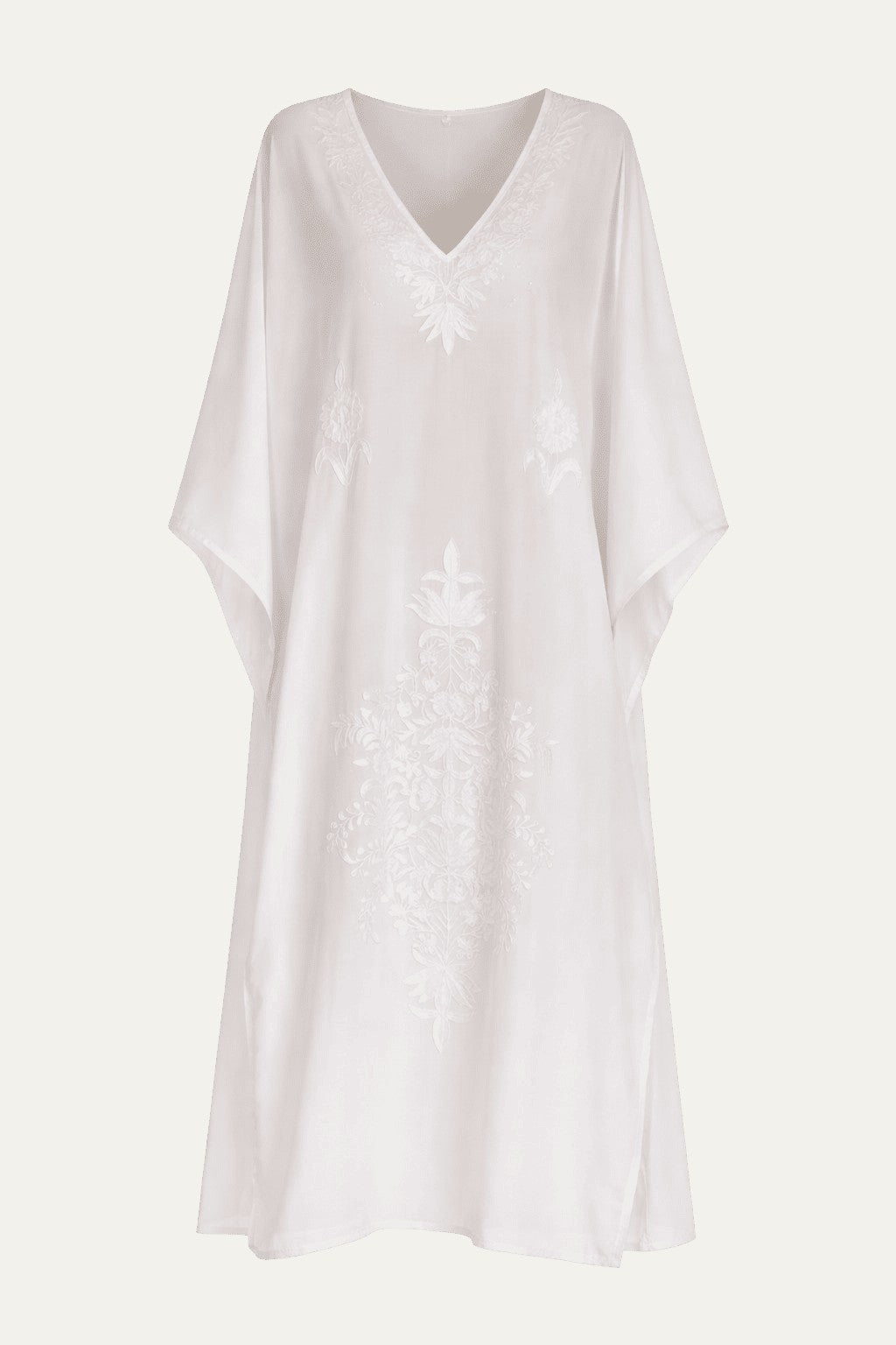 Kashmir Cotton Butterfly Kaftan White