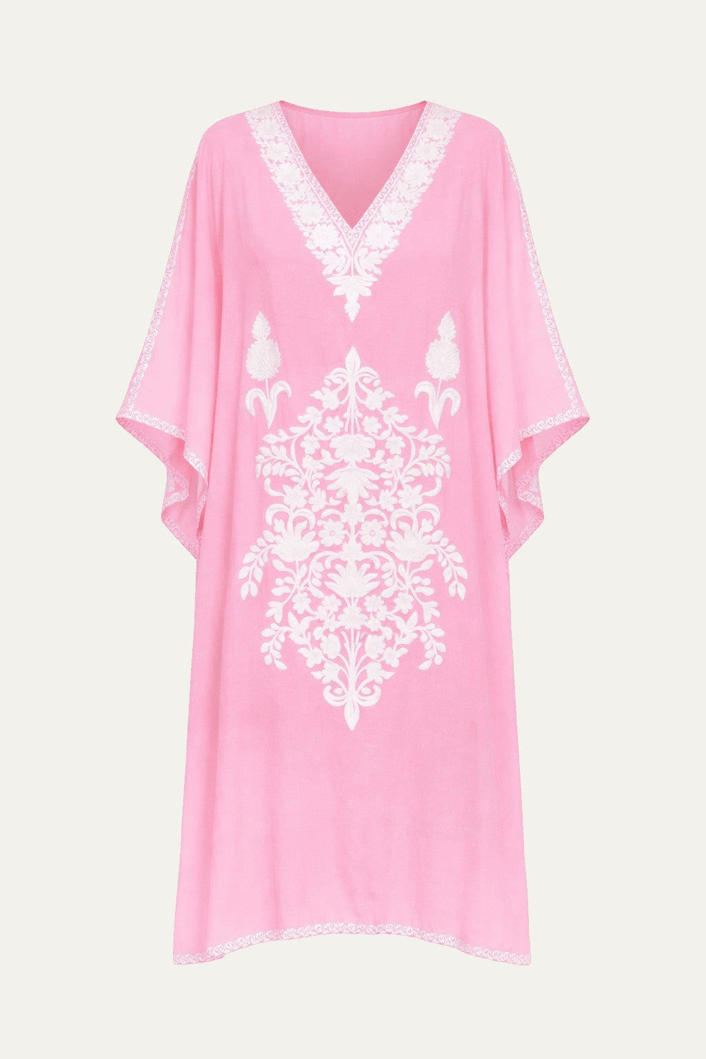 Kashmir Cotton Butterfly Pink Kaftan