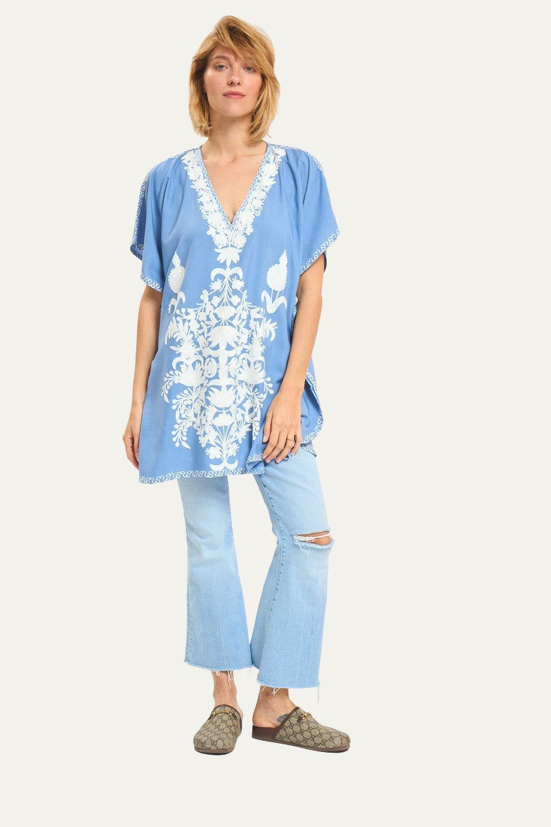 Kashmir Cotton Tunic Light Blue