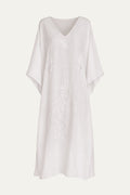Kashmir Silk Butterfly Kaftan white