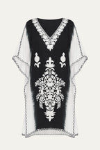 Kashmir Silk Butterfly Kaftan Black&White