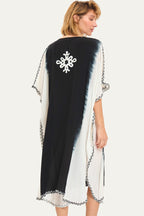 Kashmir Silk Butterfly Kaftan Black&White