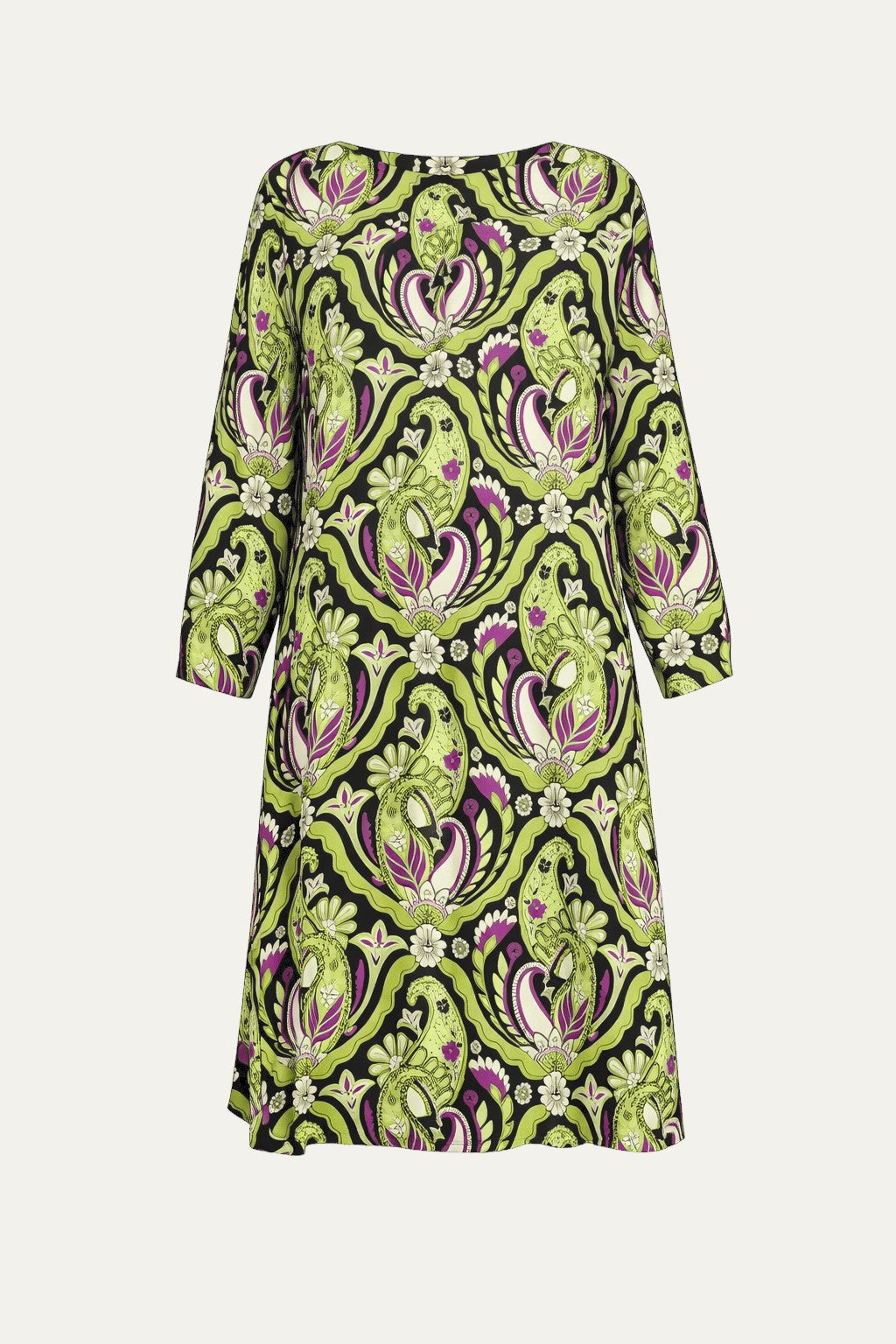 Margarita Green-Black Print Dress