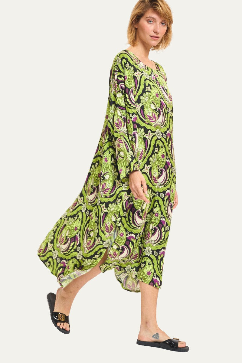 Margarita Green-Black Print Dress
