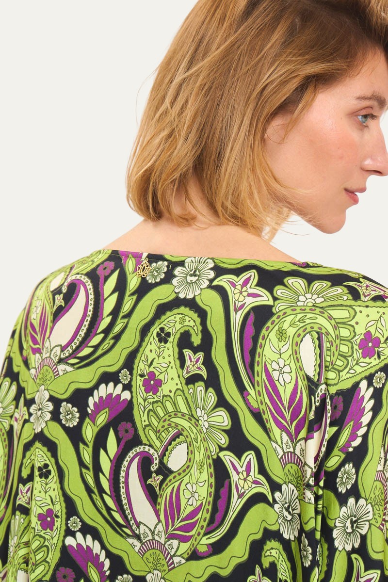 Margarita Green-Black Print Dress