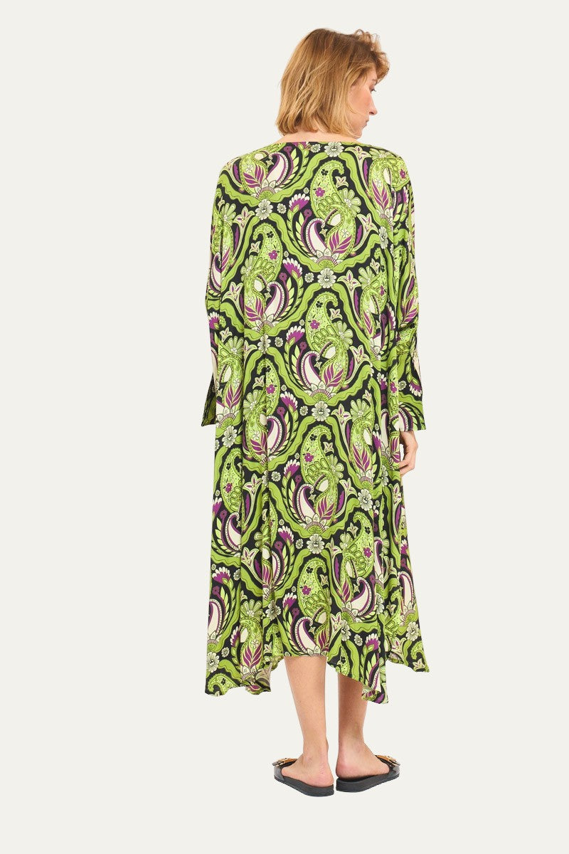 Margarita Green-Black Print Dress
