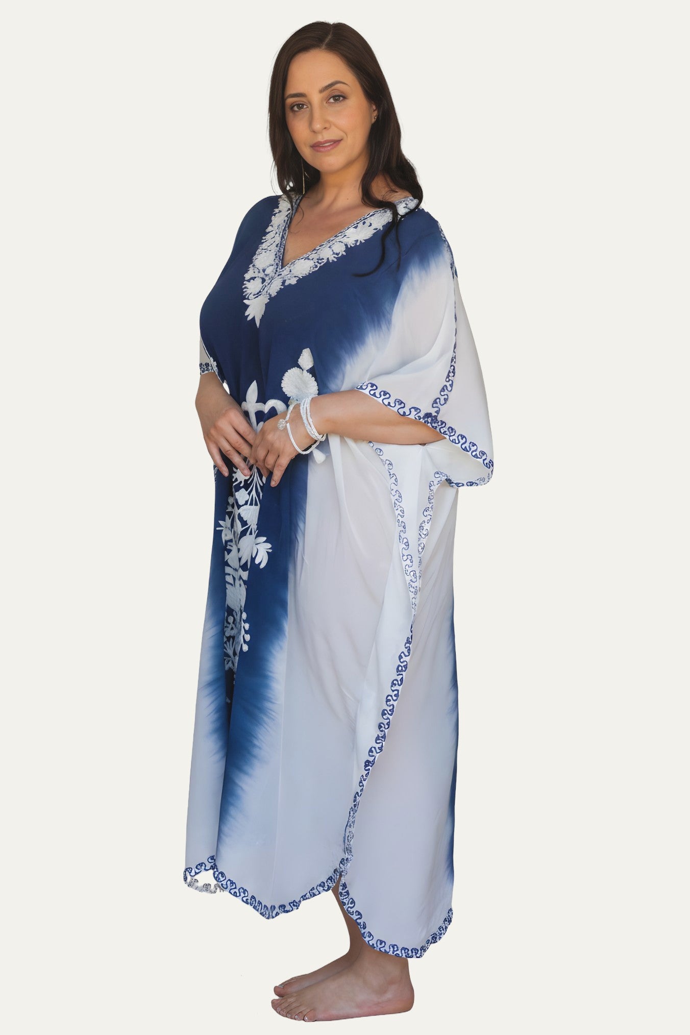 Queen Size Kashmir Silk Butterfly Kaftan