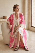Long Satin Kimono Pink