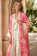 Long Satin Kimono Pink