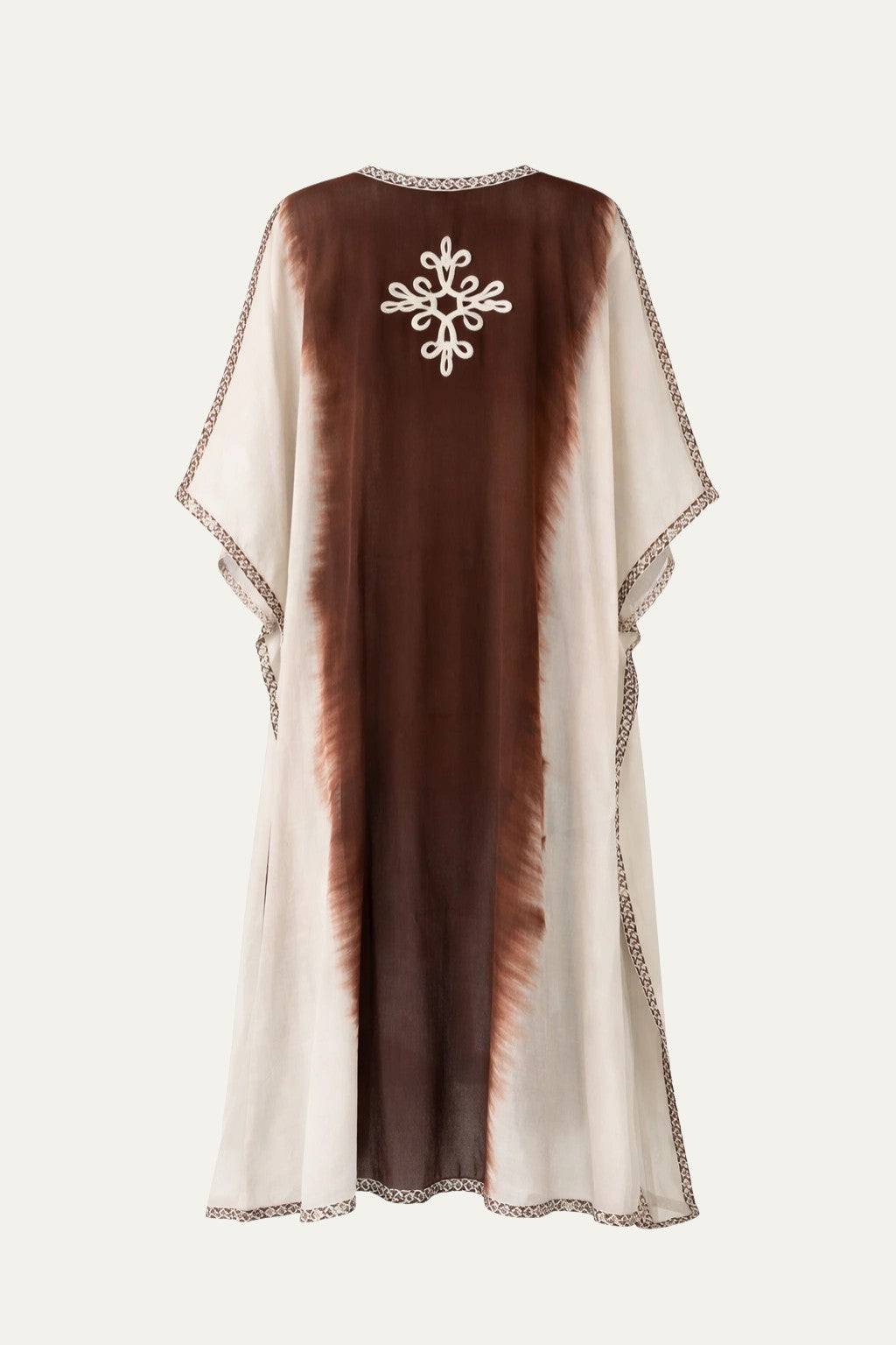 Silk Embroidery Kimono Brown