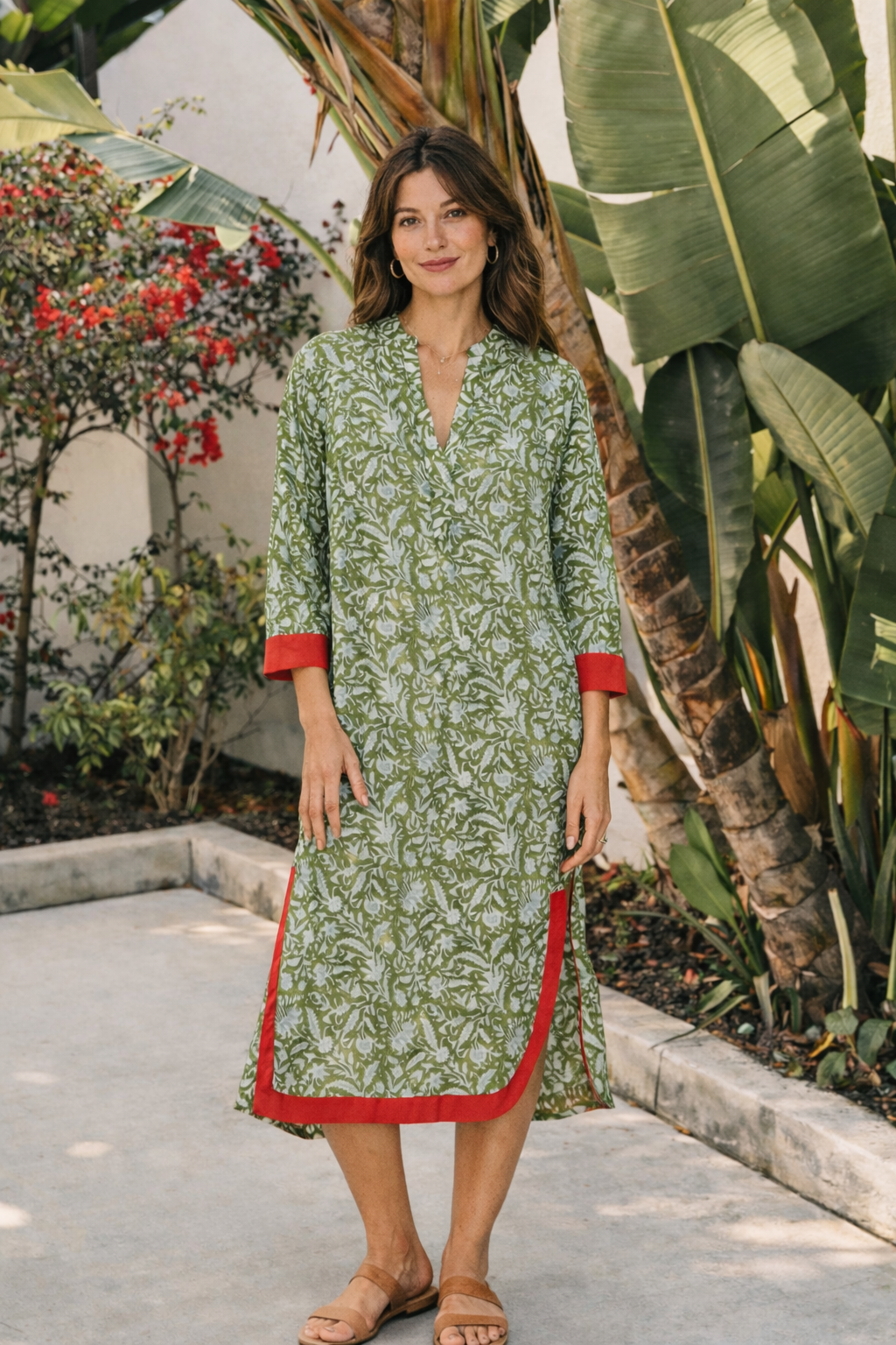 Blue Moon Maxi Green Leaf Dress