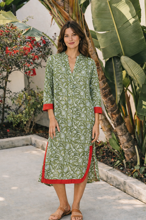 Blue Moon Maxi Green Leaf Dress