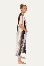 Silk Embroidery Kimono Brown