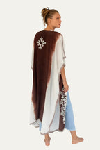 Silk Embroidery Kimono Brown