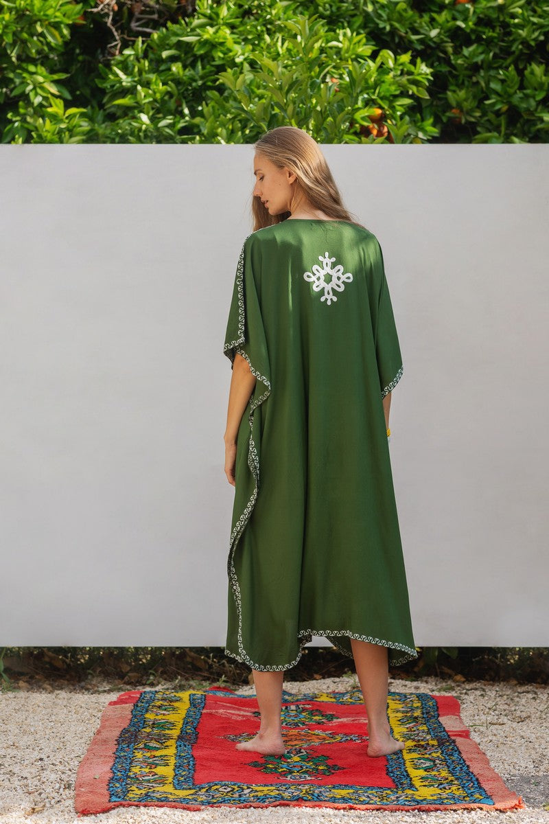 Kashmir Cotton Butterfly Kaftan Olive