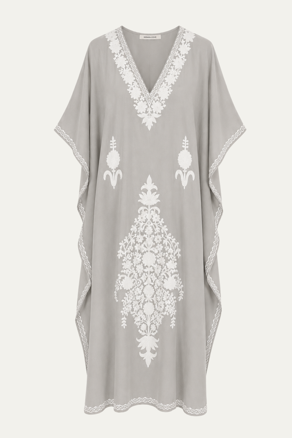 Kashmir Cotton Butterfly Kaftan Light Gray
