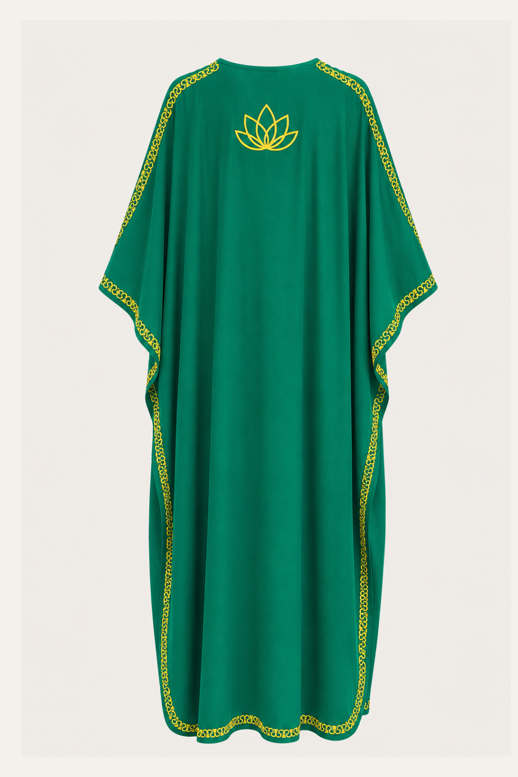 Kashmir Cotton Butterfly Kaftan Green & Yellow