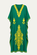 Kashmir Cotton Butterfly Kaftan Green & Yellow