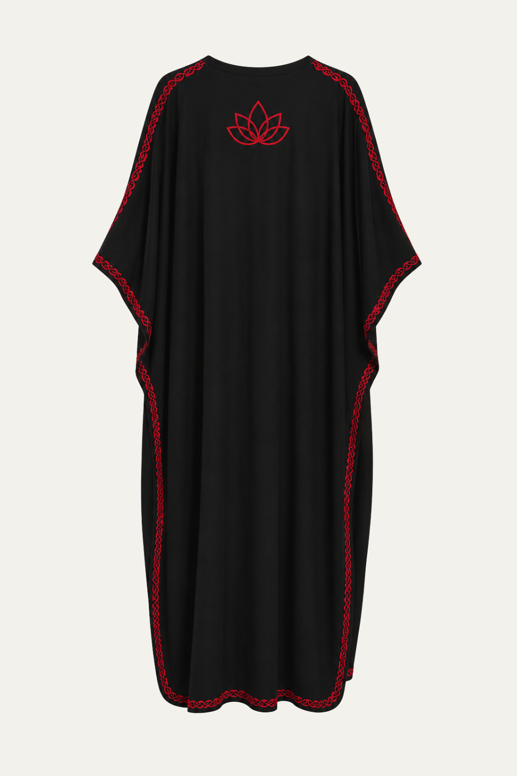 Kashmir Cotton Butterfly Kaftan Black & Red