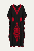Kashmir Cotton Butterfly Kaftan Black & Red