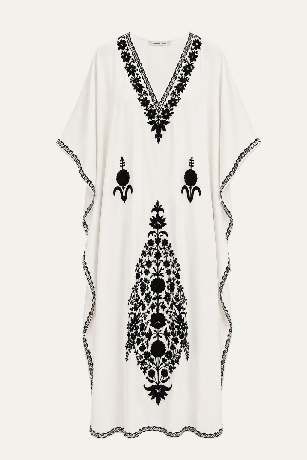 Kashmir Cotton Butterfly Kaftan White & Black