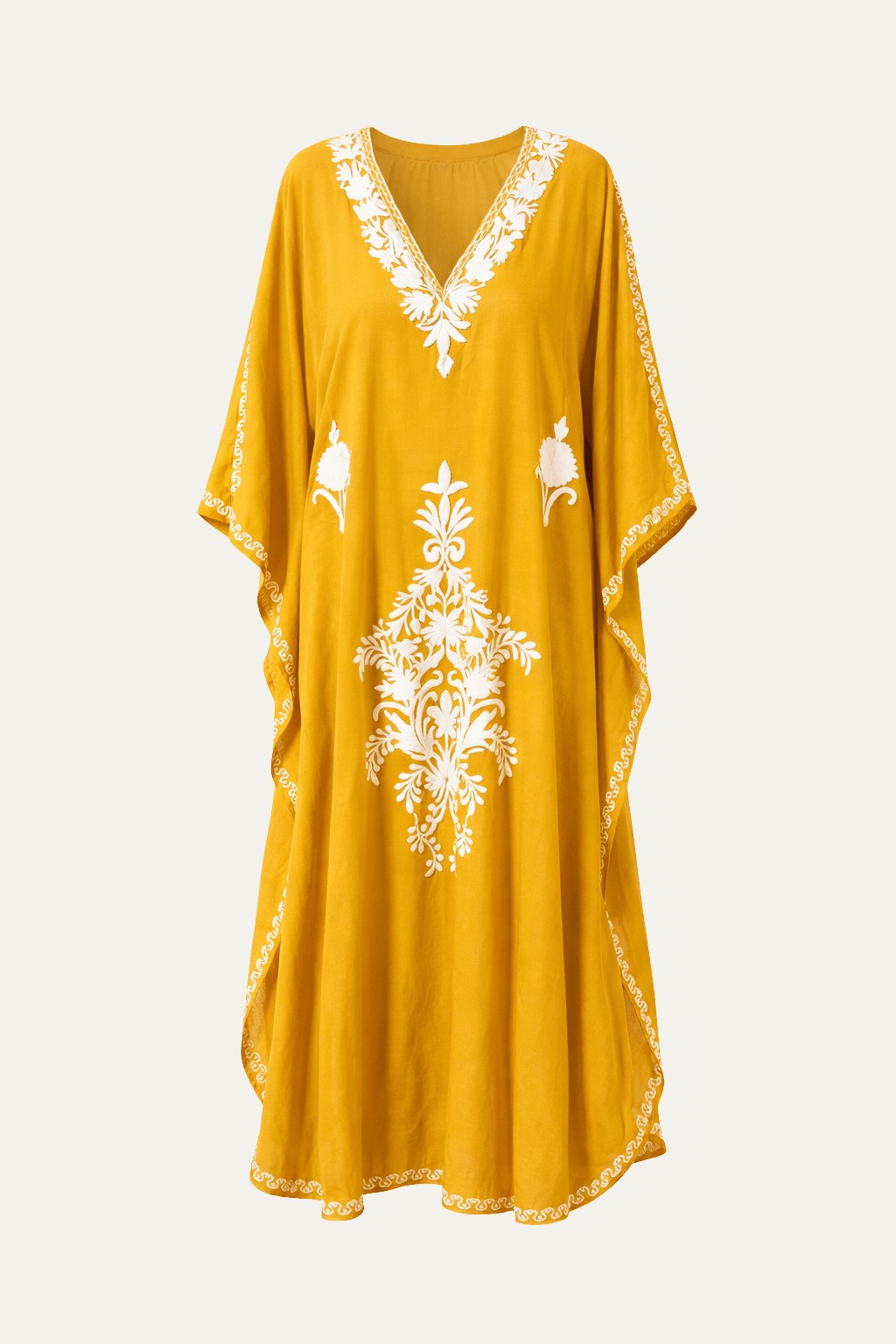 Kashmir Cotton Butterfly Mustard Kaftan