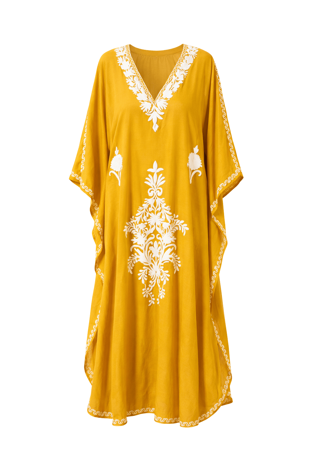 Kashmir Cotton Butterfly Mustard Kaftan