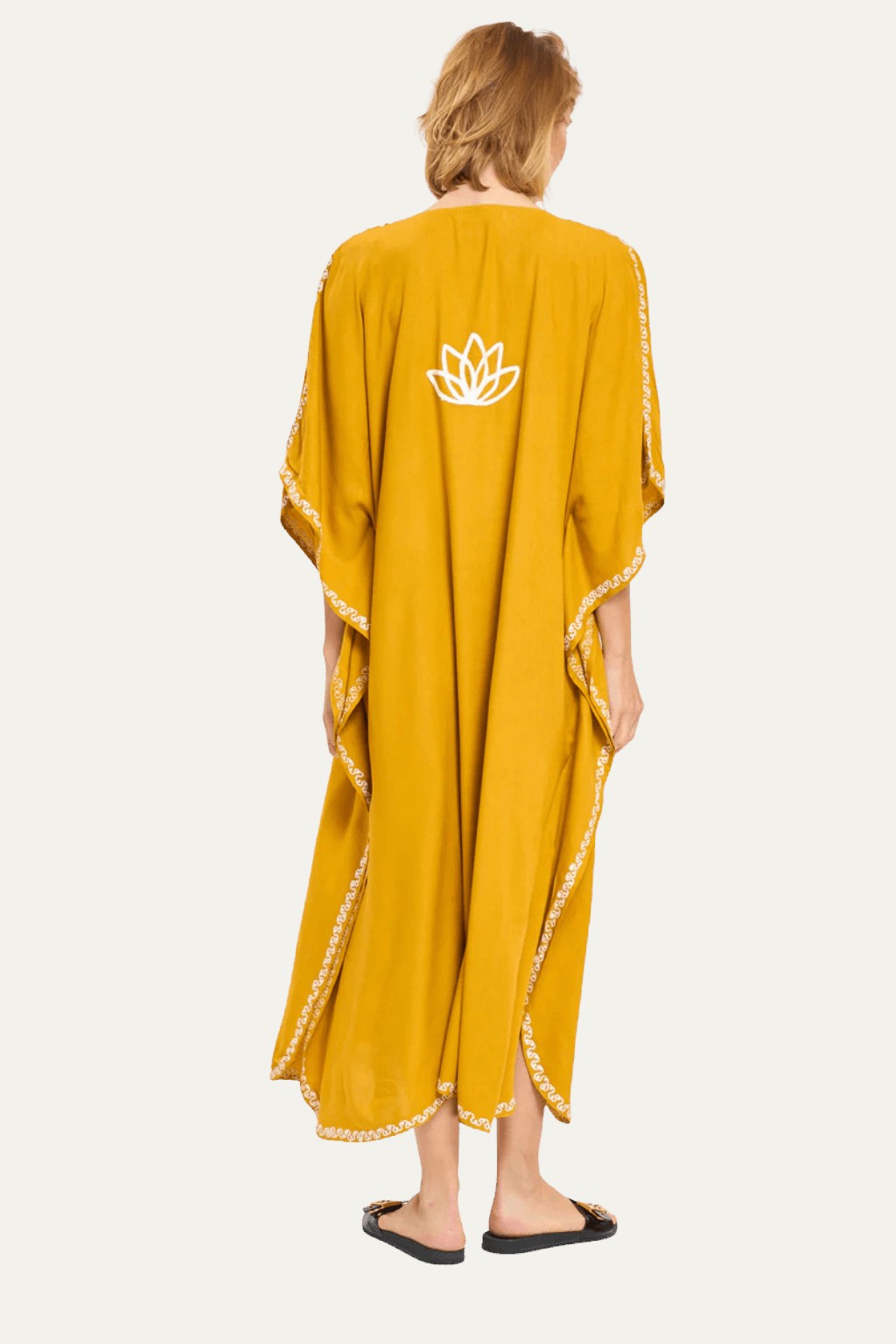 Kashmir Cotton Butterfly Mustard Kaftan
