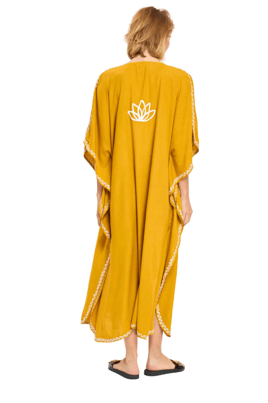 Kashmir Cotton Butterfly Mustard Kaftan