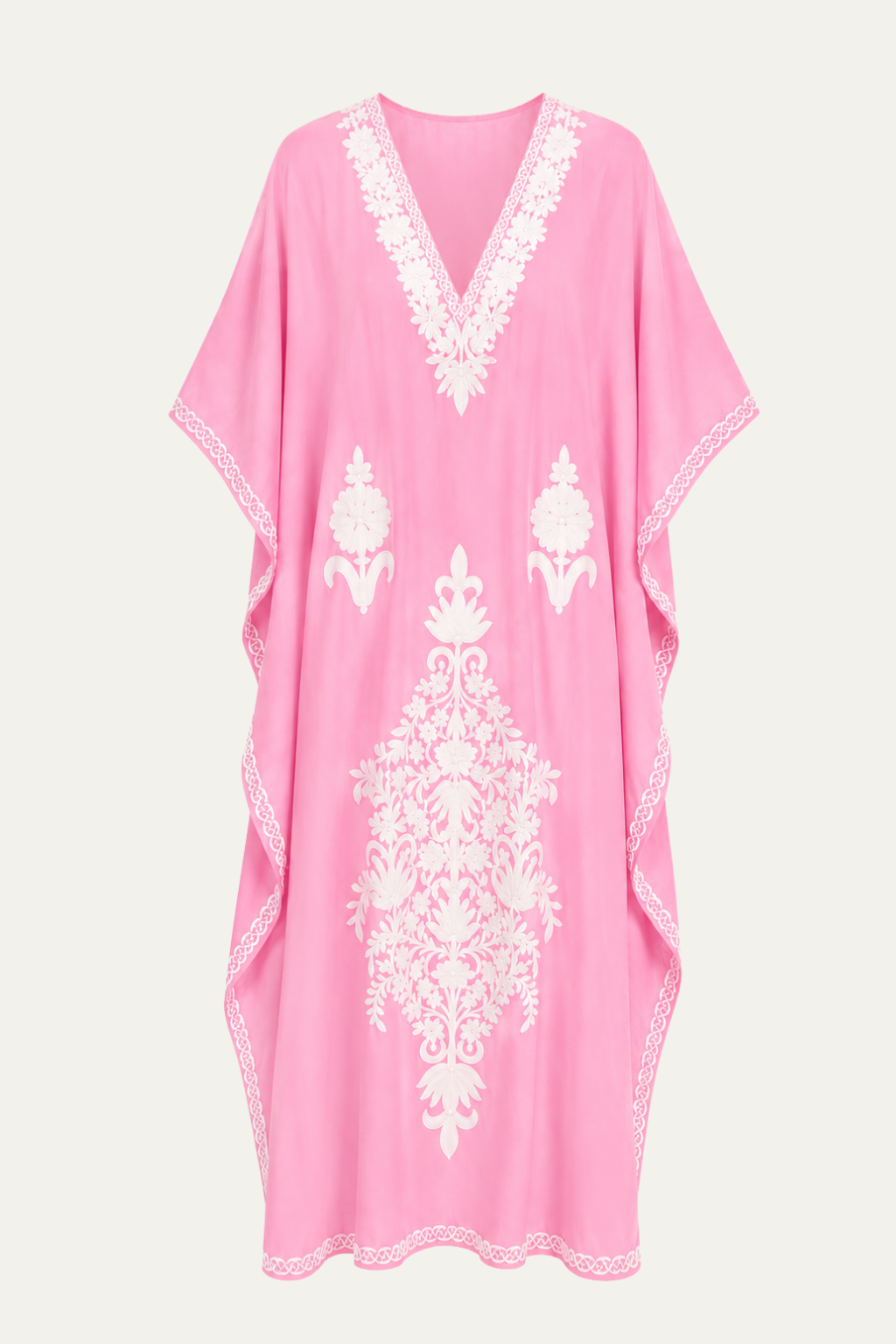 Kashmir Cotton Butterfly Pink Kaftan