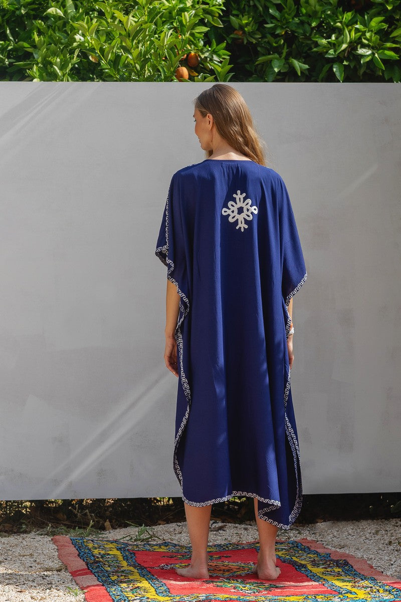 Kashmir Cotton Butterfly Kaftan Dark Blue