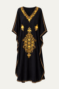 Kashmir Cotton Butterfly Kaftan Black & Gold