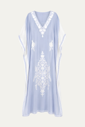 Kashmir Silk Butterfly Light Blue Kaftan