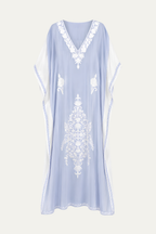 Kashmir Silk Butterfly Light Blue Kaftan